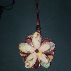 Kurt Geiger Pink and Multicolor Floral Key Holder Or Purse Charm